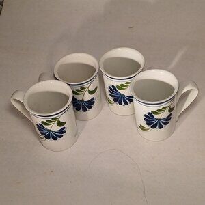 NWOT Dansk Sage Song Coffee Tea Mugs Fine Porcelain Cups Floral Flower Set of 4
